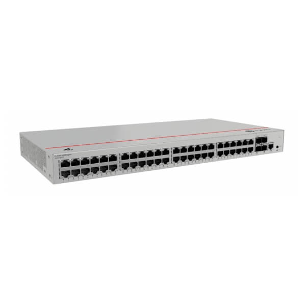 A 48-port gigabit Ethernet network switch on a white background.
