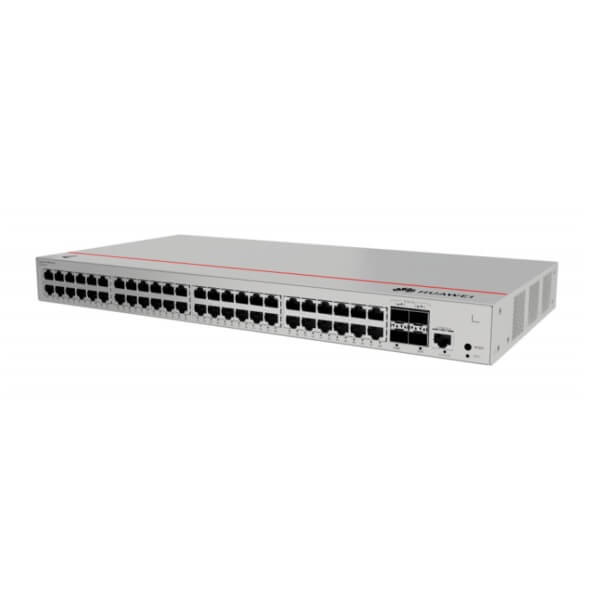 A network switch with multiple ethernet ports on a white background.