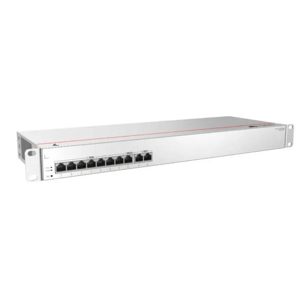 A rack-mountable network switch with multiple Ethernet ports on white background.