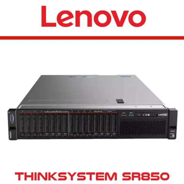 Front view of the Lenovo ThinkSystem SR850 server showcasing its design and features.