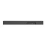 Black soundbar speaker with visible control buttons and connection ports on a white background.