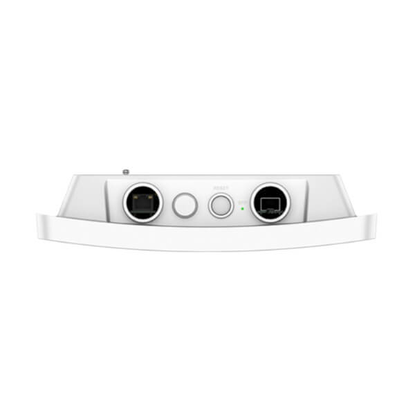 Front view of a modern white Mac adapter with multiple ports, including USB, HDMI, and a traditional charging port. An LED indicator light is visible.