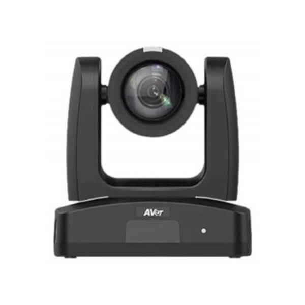 A professional AVer video conferencing camera with a pan-tilt-zoom (PTZ) feature.