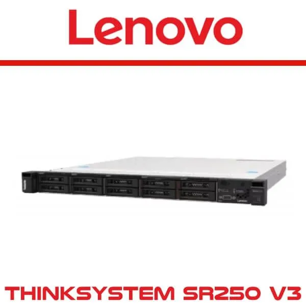 Image of Lenovo ThinkSystem SR250 V3 server featuring multiple drive bays and connectivity ports.