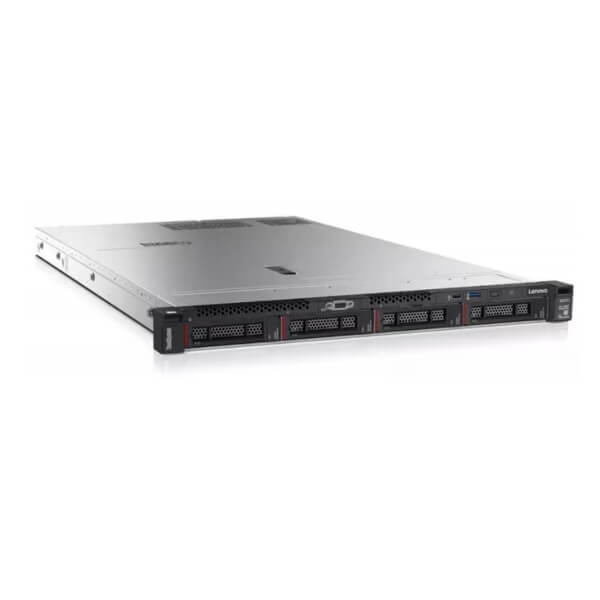A sleek Lenovo rack server with multiple drive bays and ports, designed for efficient data management and networking.