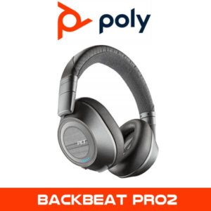 Product image of Poly BackBeat PRO 2 wireless headphones with the Poly logo at the top and the product name text at the bottom.