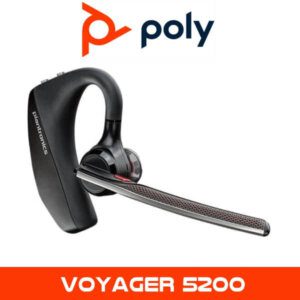 Plantronics Voyager 5200 Bluetooth headset with Poly logo and product name displayed.