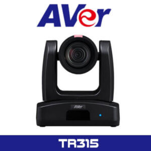 Alt text: An AVer TR315 PTZ (Pan-Tilt-Zoom) camera with a large lens centered between two side supports, displayed against a white background with the AVer logo above and the model number TR315 below.