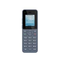 A Grandstream brand cordless phone with a small screen displaying the time and a message that says "Connecting the world." The keypad below consists of numerical keys, a directional pad, and call buttons.