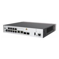 A network switch with multiple Ethernet ports, status LEDs, and a console port, isolated on a white background.