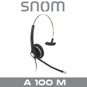 A sleek and professional Snom A100M headset with a single earpiece and adjustable microphone for clear communication.